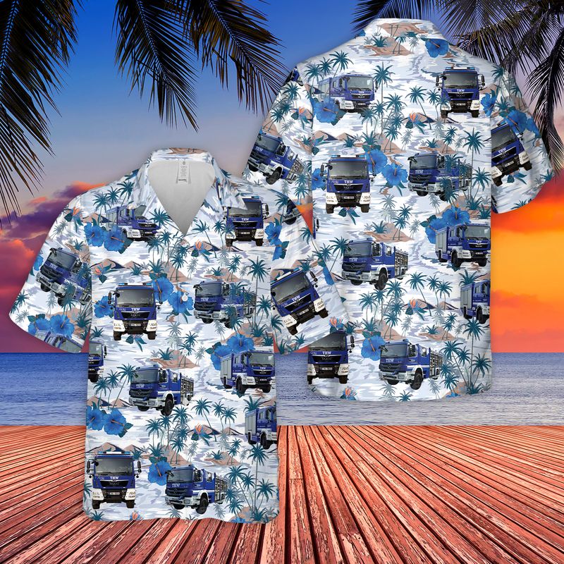 Technisches Hilfswerk Truck Hawaiian Shirt