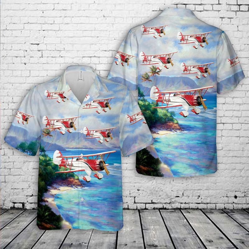 Waco Open-Cockpit Biplane Vin-tage Hawaiian Shirt