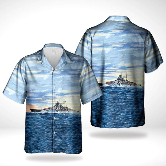 German Navy Battleship Bismarck WWII Hawaiian Shirt