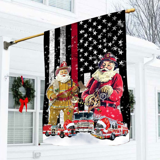 Firefighter Christmas Vertical House Flag