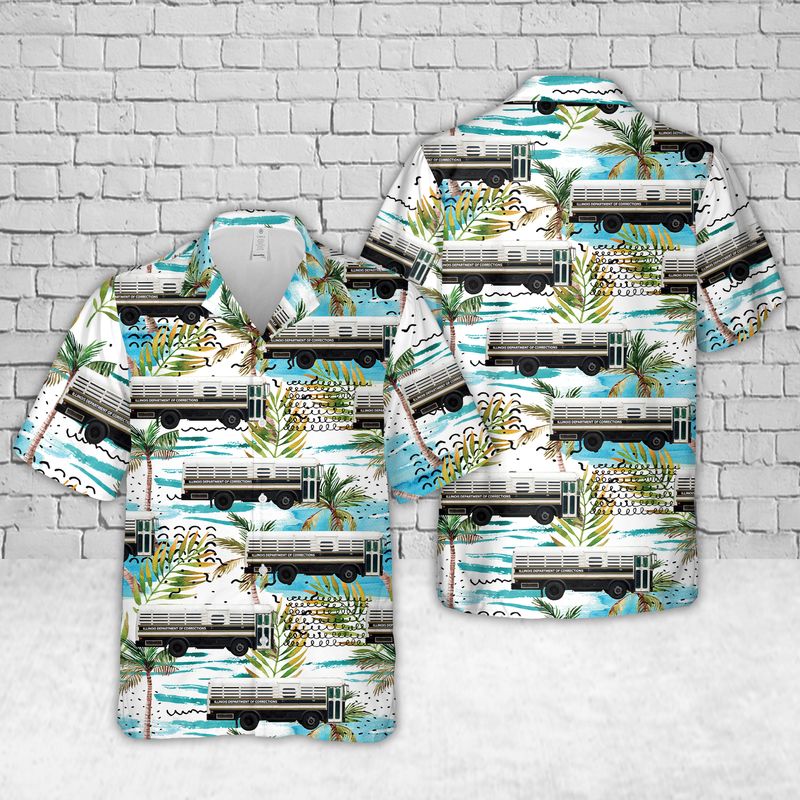 Illinois Department of Corrections Prison Bus Hawaiian Shirt