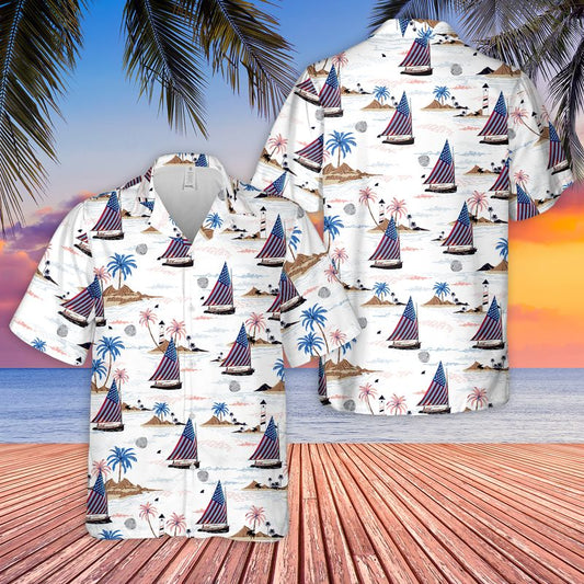 Sailboat USA 4th Of July Hawaiian Shirt