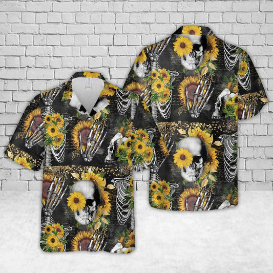 Sunflower Skull Hawaiian Shirt