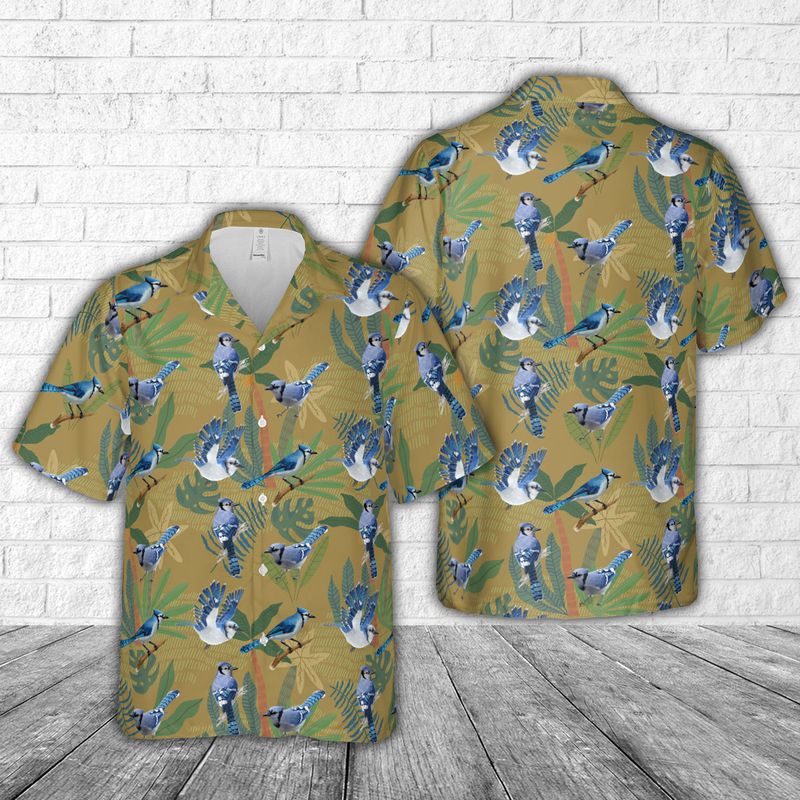 Blue Jay Bird Hawaiian Shirt