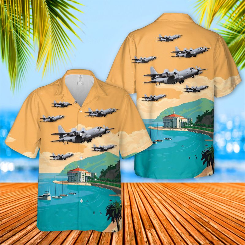 USAF EC-130H Compass Call 43rd Electronic Combat Squadron 55th Wing Hawaiian Shirt