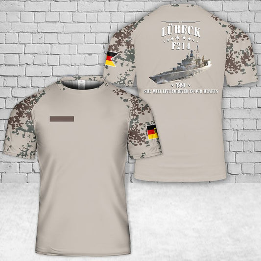 Custom Name German Navy Lubeck (F214) T-Shirt 3D