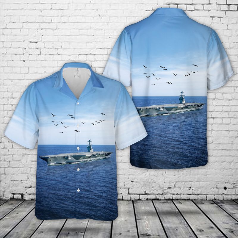 US Navy USS Gerald R. Ford (CVN-78) Hawaiian Shirt