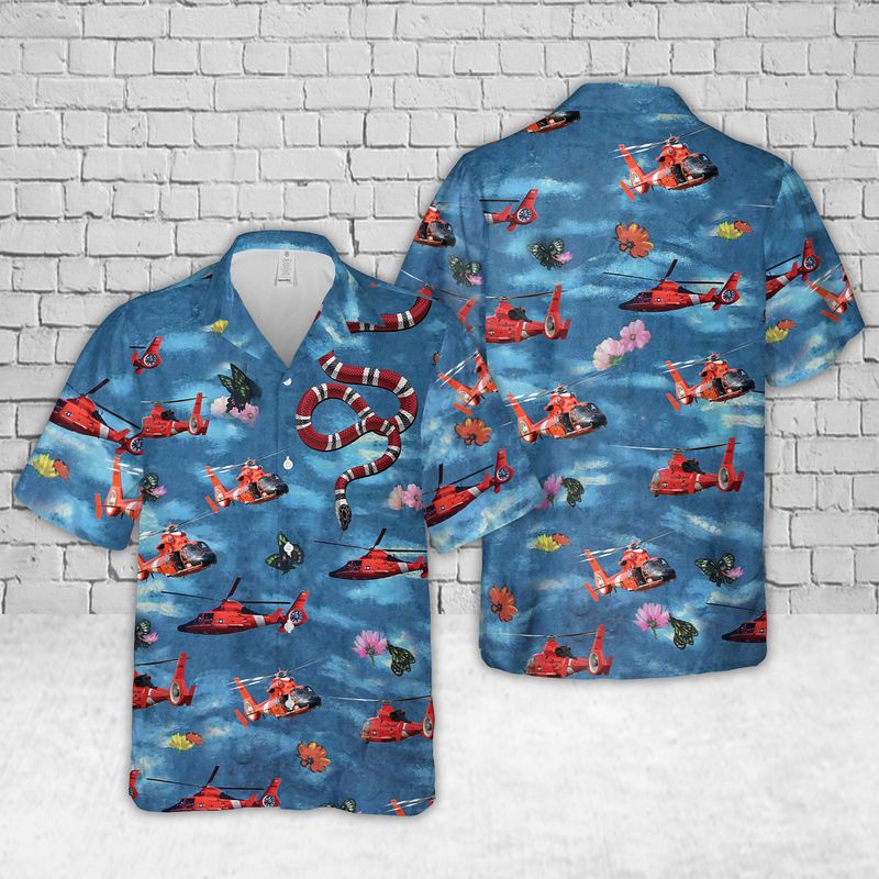 US Coast Guard Eurocopter MH-65 Dolphin Hawaiian Shirt