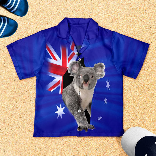 Koala Australia Day Flag Youth Short-sleeve Hawaiian Shirt