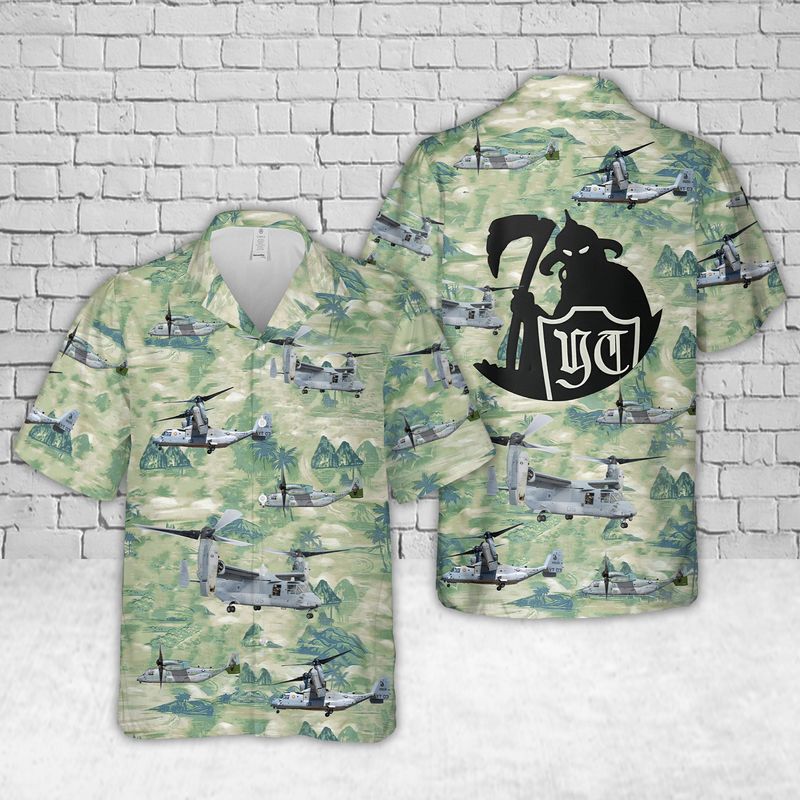 US Marine Corps MV-22B Osprey Of Marine Medium Tiltrotor Squadron 164 (VMM-164) Hawaiian Shirt