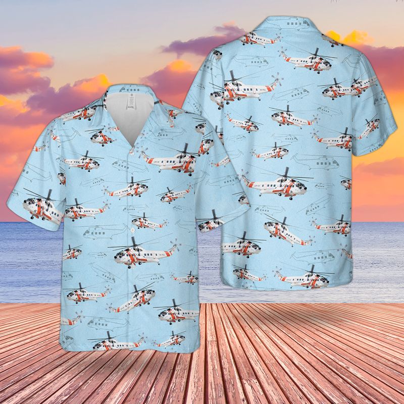 US Coast Guard Sikorsky S-61R Hawaiian Shirt