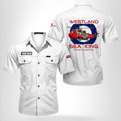 Custom Name Royal Navy Westland Sea King HAS.5 Cotton Cargo Shirt