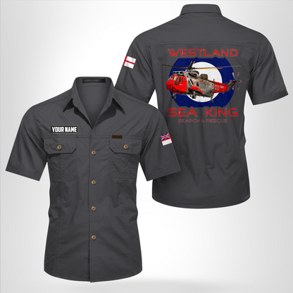 Custom Name Royal Navy Westland Sea King HAS.5 Cotton Cargo Shirt