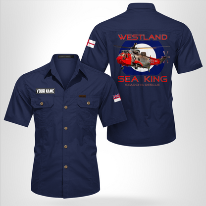 Custom Name Royal Navy Westland Sea King HAS.5 Cotton Cargo Shirt
