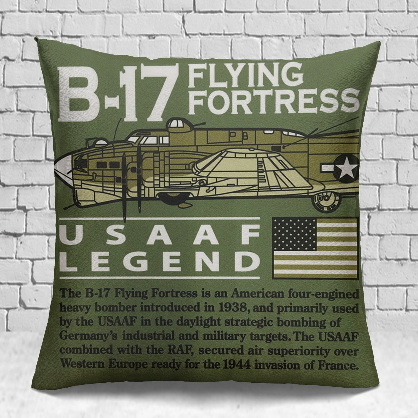 Boeing B-17 Flying Fortress RAF,USAAF World War 2 Square Pillow
