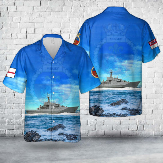British Royal Navy HMS Mersey (P283) River-class offshore patrol vessel Fisheries Protection Squadron Hawaiian Shirt