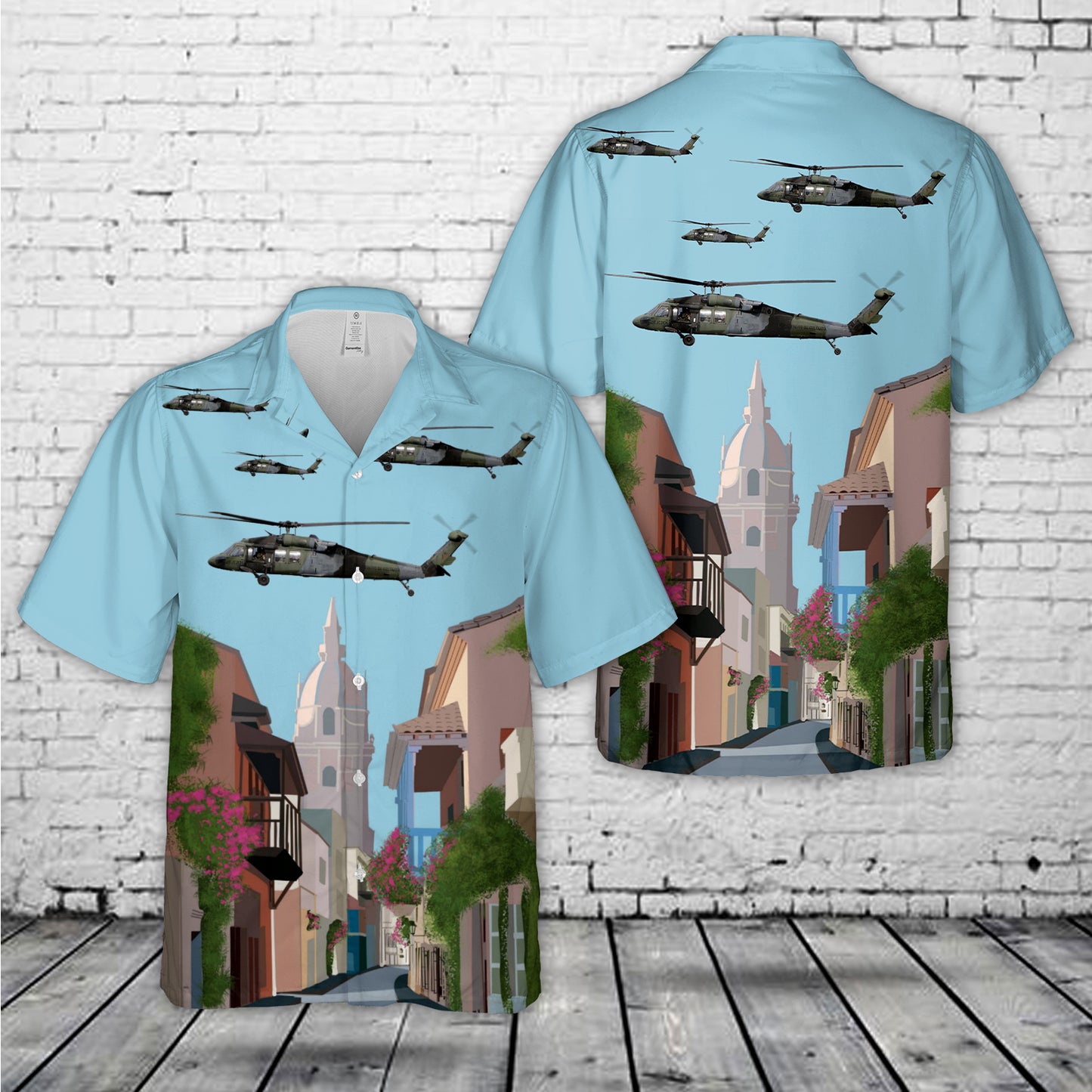 Colombia Army Sikorsky UH-60L Black Hawk (S-70A) Hawaiian Shirt