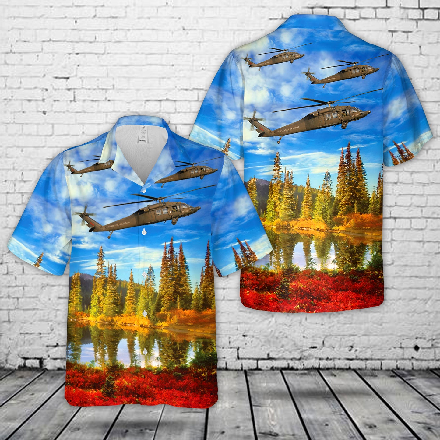Colombian Air Force Sikorsky UH-60L Blackhawk Hawaiian Shirt
