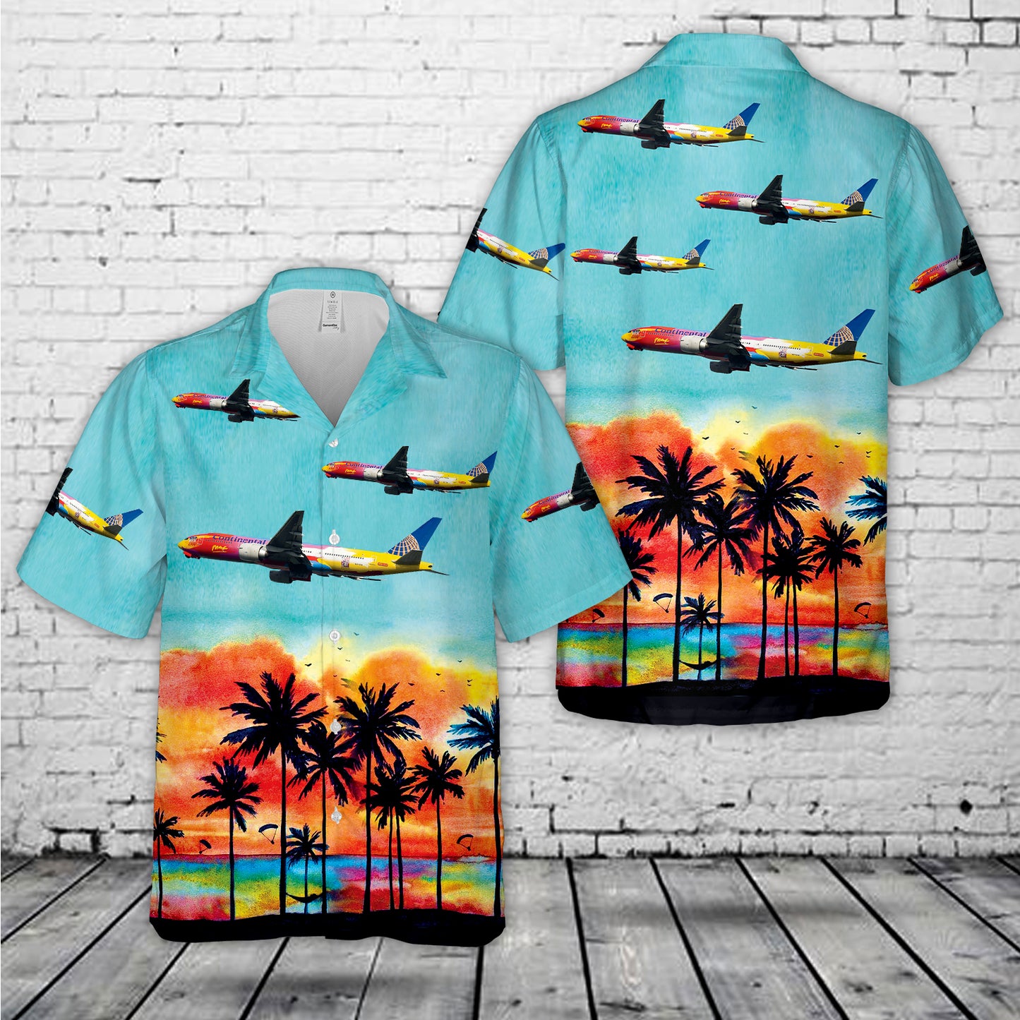 Continental Airlines "Peter Max" Boeing 777-224ER N77014 Hawaiian Shirt