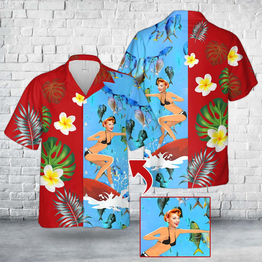 Custom Face Love Surfing Aloha Beach Hawaiian Shirt DLHH0102PD06