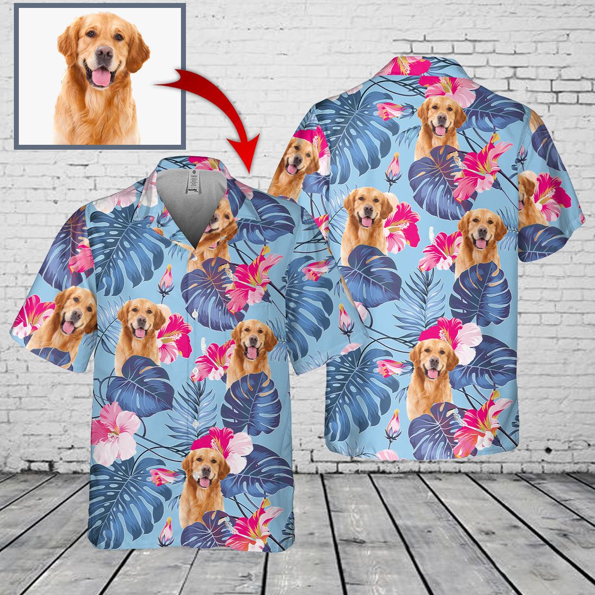 Custom Image Dog Pocket Hawaiian Shirt NLMP3001PD08