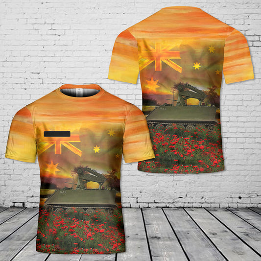 Custom Name Australian Army M113 R.A.E.M.E. "Fitters Track" ANZAC Day Red Poppy T-Shirt 3D