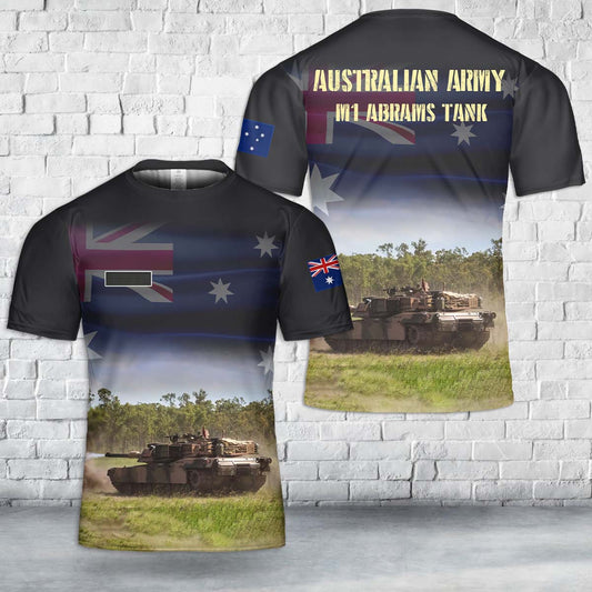 Custom Name Australian Army M1 Abrams Tank T-Shirt 3D