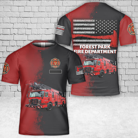 Custom Name Cincinnati, Ohio, Forest Park Fire Department T-Shirt 3D
