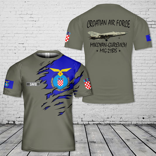 Custom Name Croatian Air Force Mikoyan-Gurevich MiG-21bis 3D T-shirt