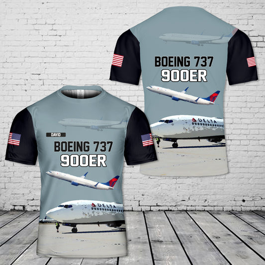 Custom Name Delta Boeing 737-900ER 3D T-shirt