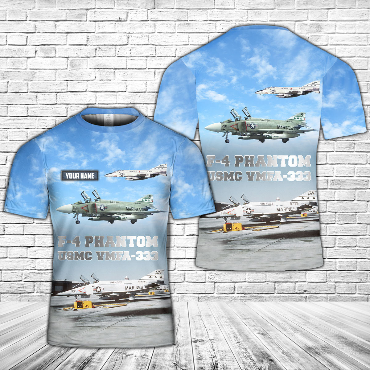 Custom Name F-4 Phantom USMC VMFA-333 3D T-shirt
