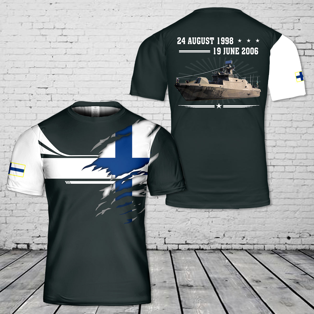 Custom Name Finnish Navy FNS Hanko (82) 3D T-shirt