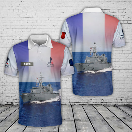Custom Name French Navy Germinal (Floréal class) F735 Polo Shirt