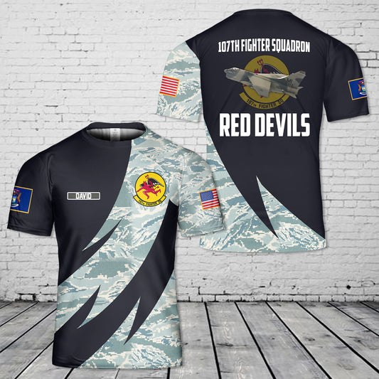 Custom Name Michigan Air National Guard 107th Fighter Squadron A-7D T-Shirt 3D