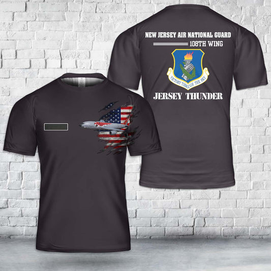Custom Name New Jersey Air National Guard 108th Wing KC-135 Stratotanker T-Shirt 3D