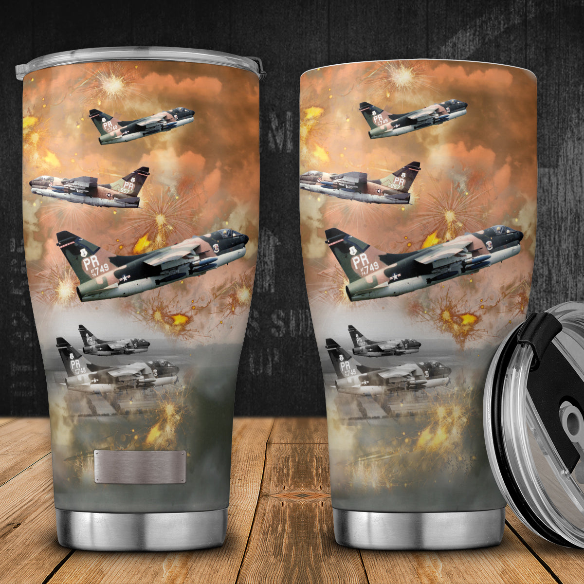Custom Name Puerto Rico Air National Guard A-7D Corsair II 198th Airlift Squadron Stainless Tumbler