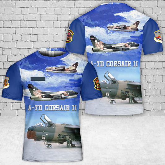 Custom Name Puerto Rico Air National Guard A-7D Corsair II 198th Airlift Squadron T-Shirt 3D