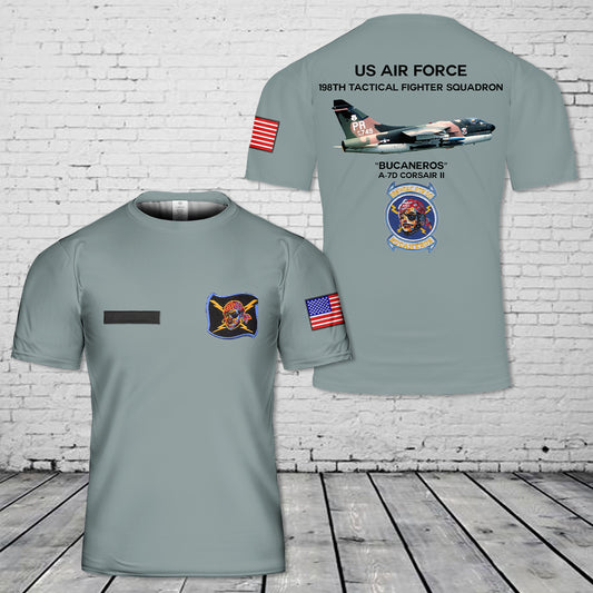 Custom Name Puerto Rico Air National Guard A-7D Corsair II 198th Tactical Fighter Squadron T-Shirt 3D