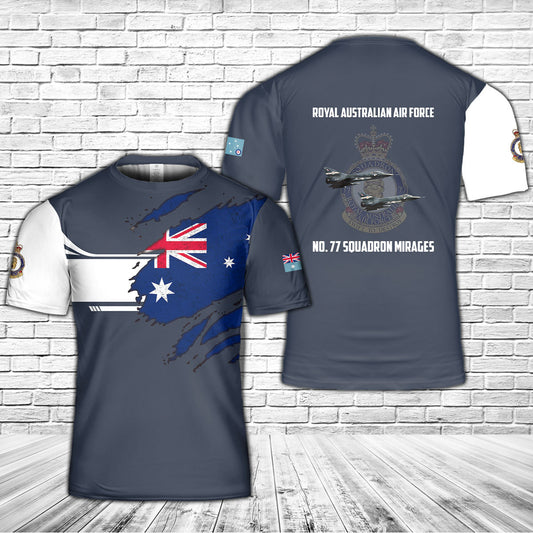 Custom Name Royal Australian Air Force No. 77 Squadron Mirages 3D T-shirt