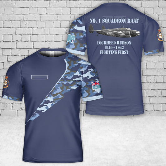 Custom Name Royal Australian Air Force No. 82 Wing, No. 1 Squadron RAAF Lockheed Hudson T-Shirt 3D