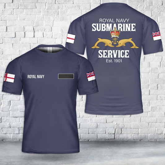 Custom Name Royal Navy Submarine Service T-Shirt 3D