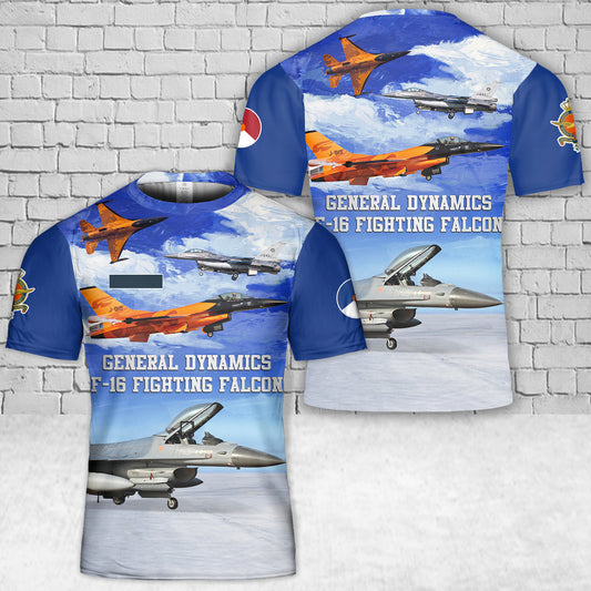 Custom Name Royal Netherlands Air Force F-16 T-Shirt 3D