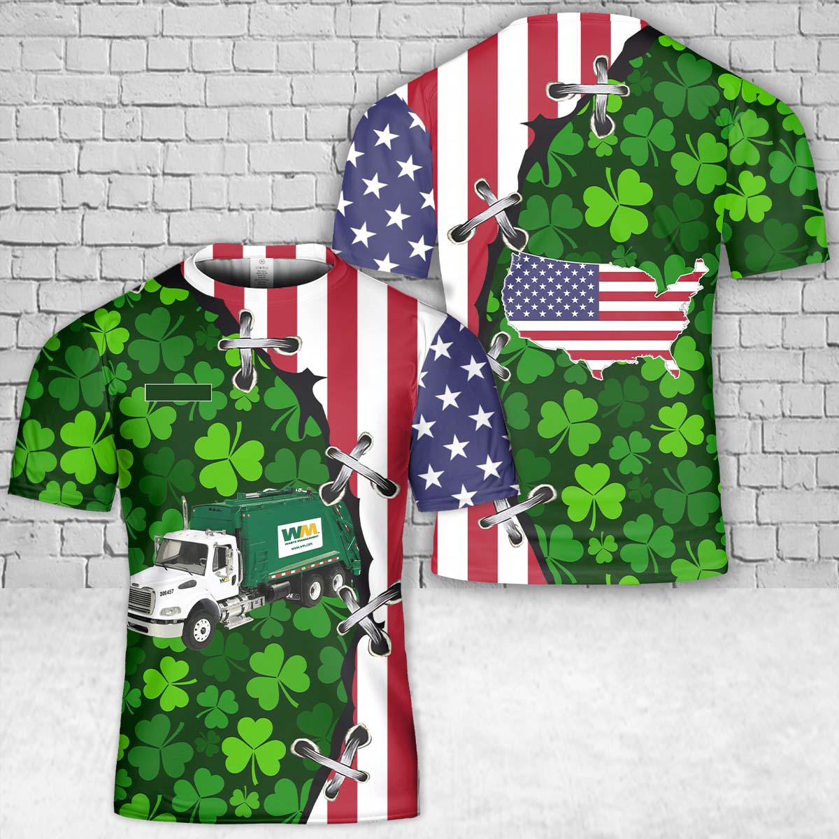 Custom Name Saint Patrick's Day Waste Management T-Shirt 3D DLTT0202PD06