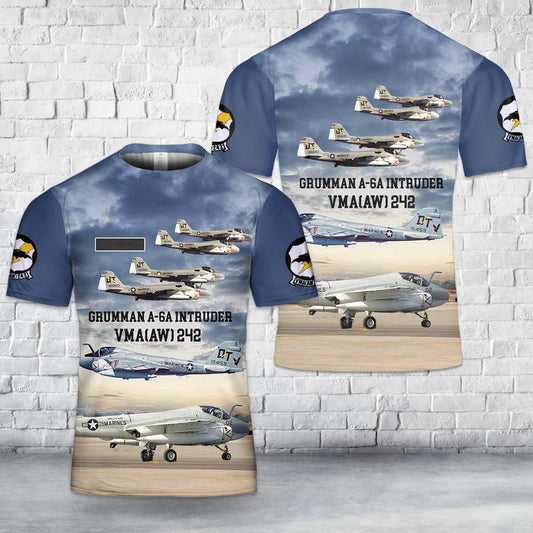 Custom Name USMC VMA(AW) 242 A-6A Intruders T-Shirt 3D