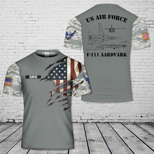 Custom Name US Air Force F-111 Aardvark 3D T-Shirt