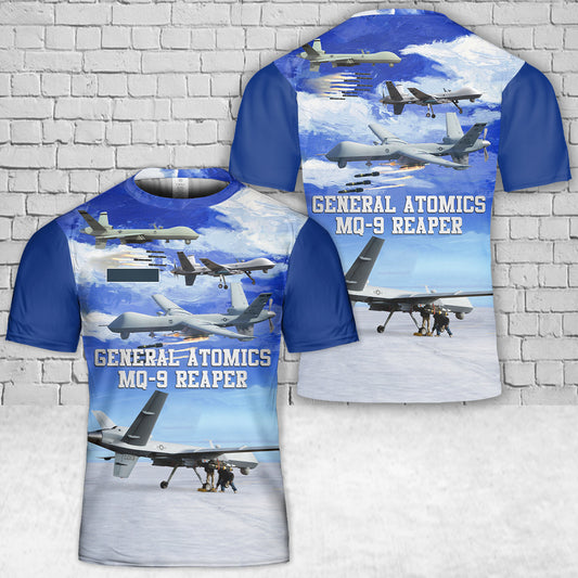 Custom Name US Air Force General Atomics MQ-9 Reaper T-Shirt 3D