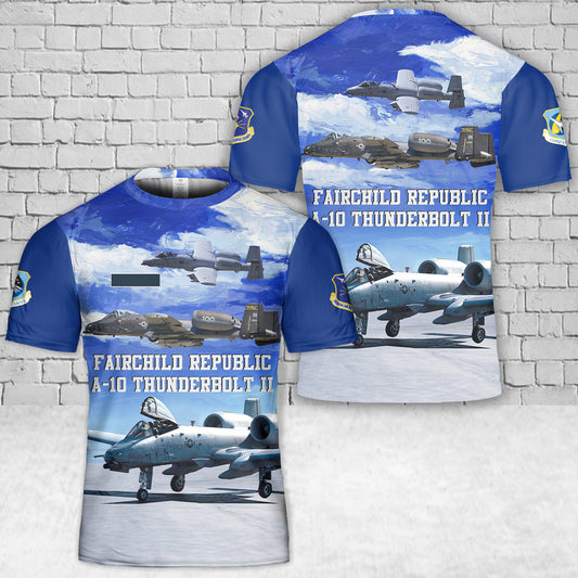 Custom Name US Air Force Indiana Air National Guard 122nd Fighter Wing Fairchild Republic A-10 Thunderbolt II T-Shirt 3D