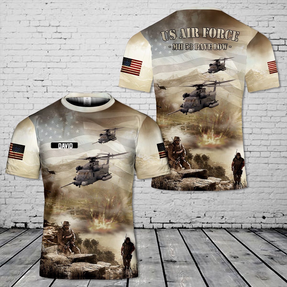 Custom Name US Air Force MH 53 Pave Low 3D T-shirt