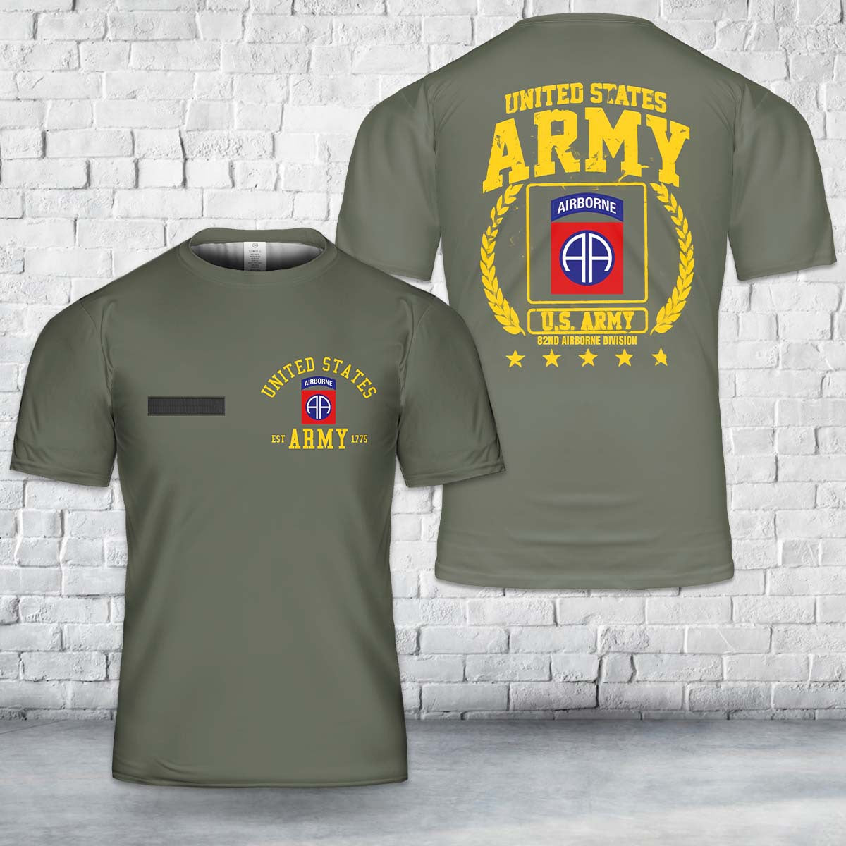 Custom Name US Army 82nd Airborne Division T-Shirt 3D
