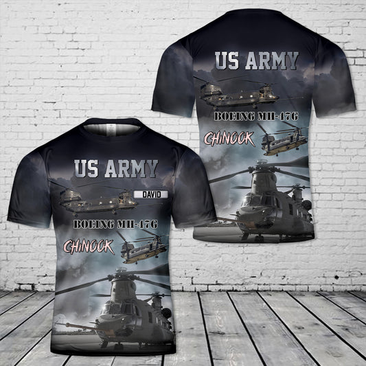 Custom Name US Army Boeing MH-47G Chinook 3D T-shirt
